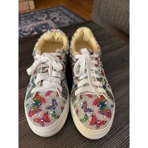 Betsey Johnson Butterfly Sidney All-Over Rhinestone Platform Sneaker Sz. 6.5
